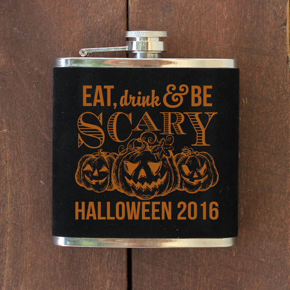 Personalized Flask - "Eat, Drink, Be Scary"