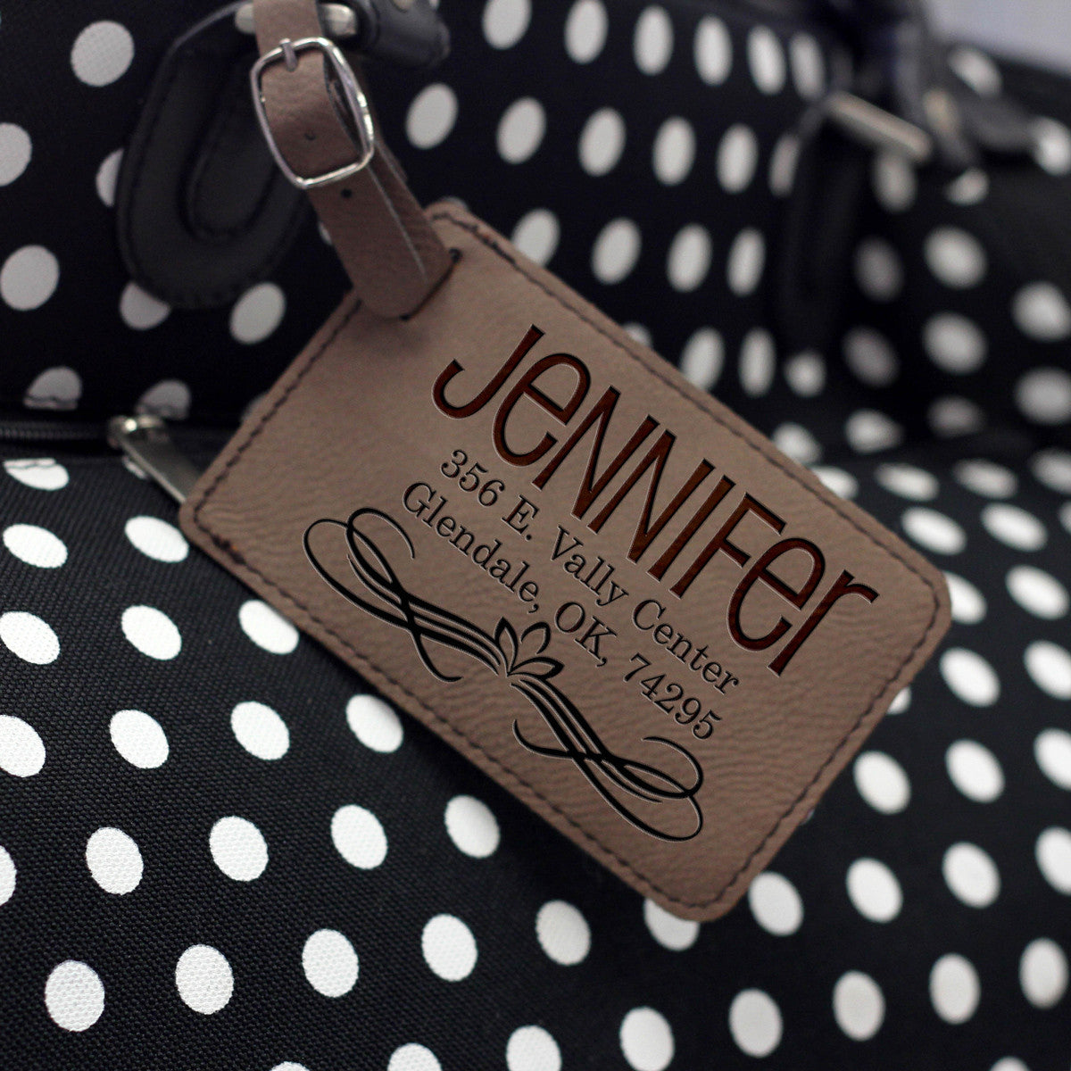 Personalized Leather Luggage Tag- Name & Address – Stamp Out