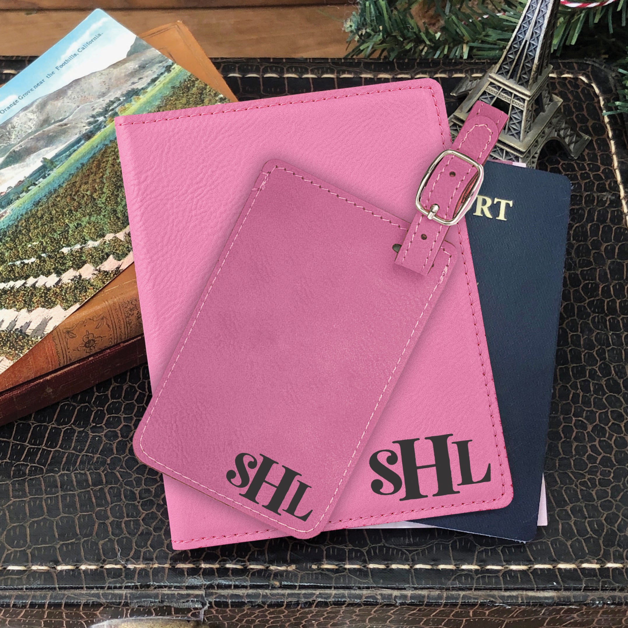 Personalized leather passport cover, passport holder and luggage tag set,  passport wallet, groomsmen gift, monogram passport case, gifts for  travelers