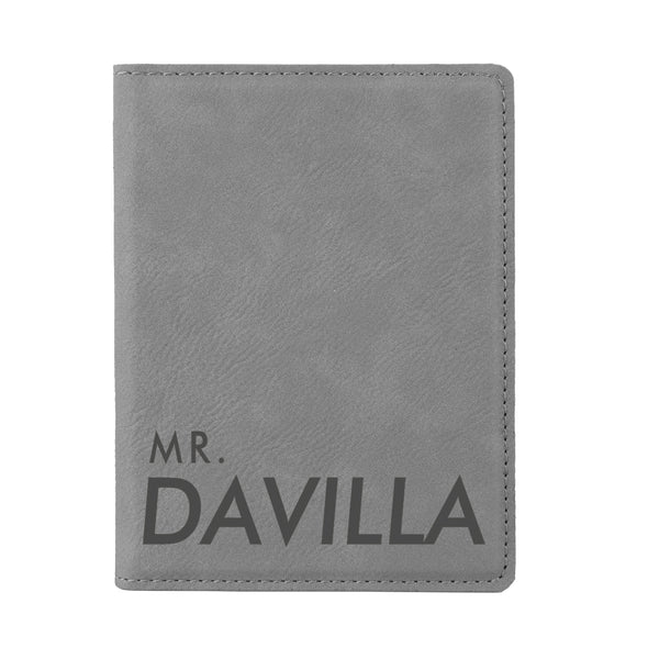 Engraved Passport Cover, Custom Passport Holder, "Mr. Davilla"