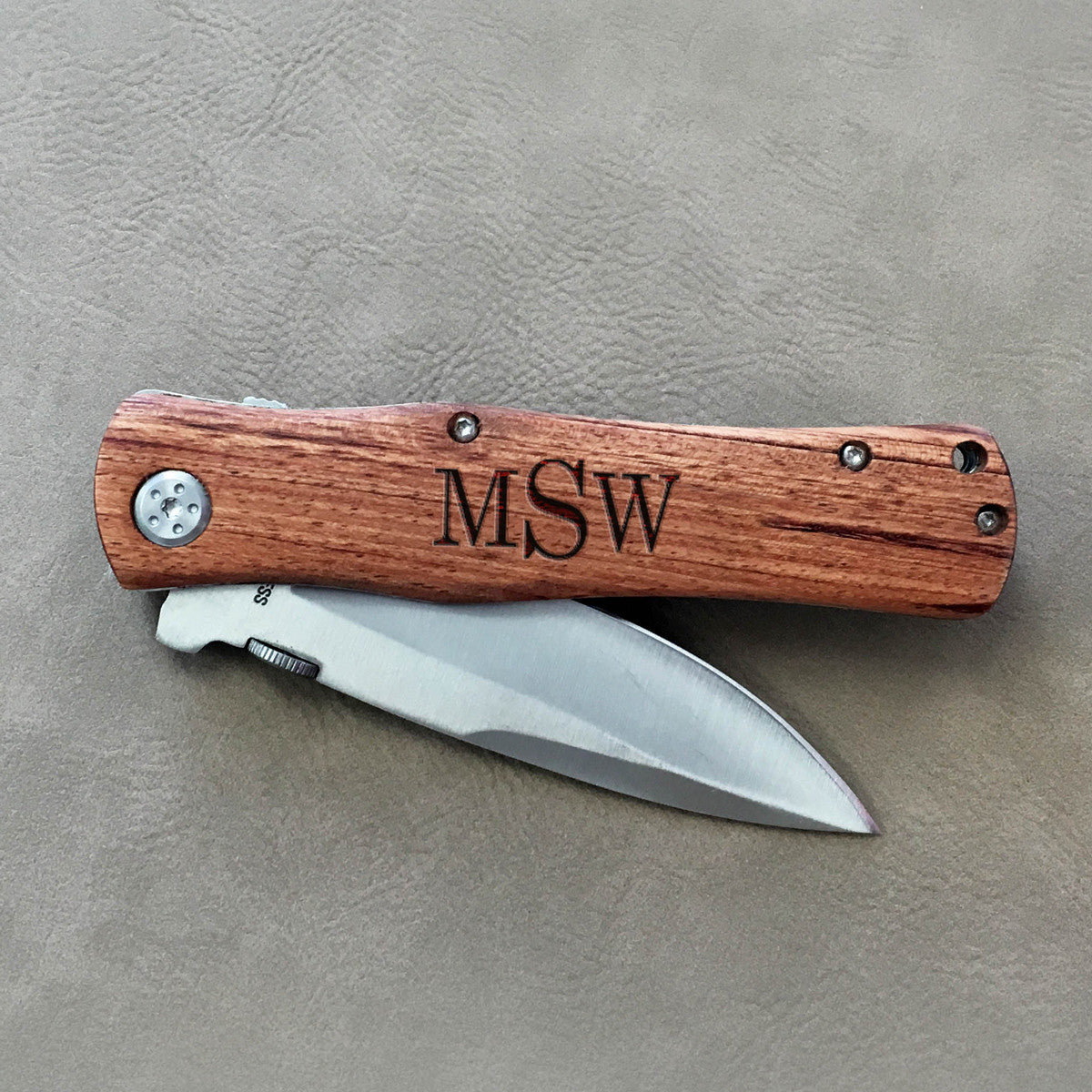 Engraved Pocket Knife, Personalized Wood Knife