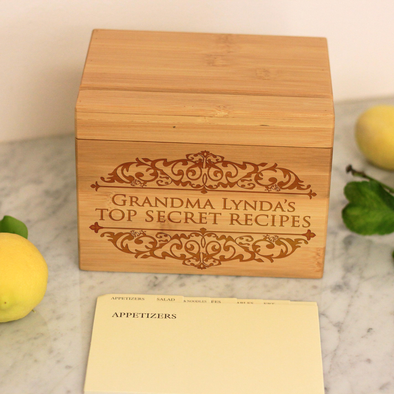 Custom Recipe Box, Personalized Recipe Box, "Grandma Secret Recipes" Recipe Box