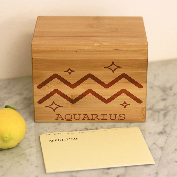 Personalized Recipe Box, Custom Recipe Box, "Aquarius" Recipe Box