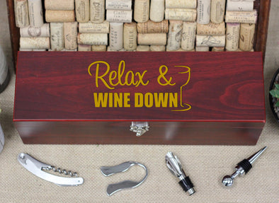 Wine Box with Tools, Relax Wine Down