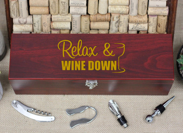 Wine Box with Tools, Relax Wine Down