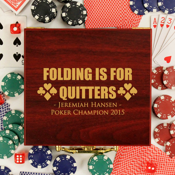 Personalized Poker Set - "Folding is for Quitters"