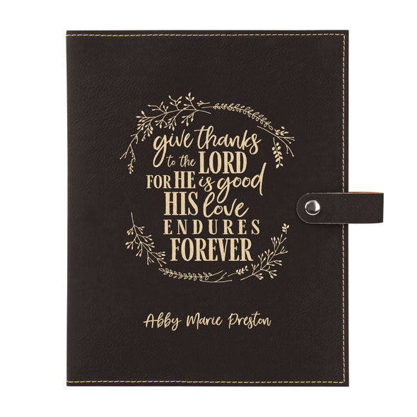 Personalized Bible Cover, Give Thanks to the Lord, Snap Cover, Custom Bible Cover, Customized Bible Cover, Engraved Bible Cover, Inspirational Bible Cover, Scripture Bible Cover