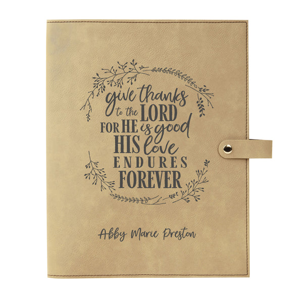 Personalized Bible Cover, Give Thanks to the Lord, Snap Cover, Custom Bible Cover, Customized Bible Cover, Engraved Bible Cover, Inspirational Bible Cover, Scripture Bible Cover