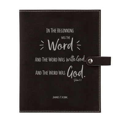 Personalized Bible Cover, John 1:1, In the Beginning, Word of God, Snap Cover, Custom Bible Cover, Customized Bible Cover, Engraved Bible Cover, Inspirational Bible Cover, Scripture Bible Cover