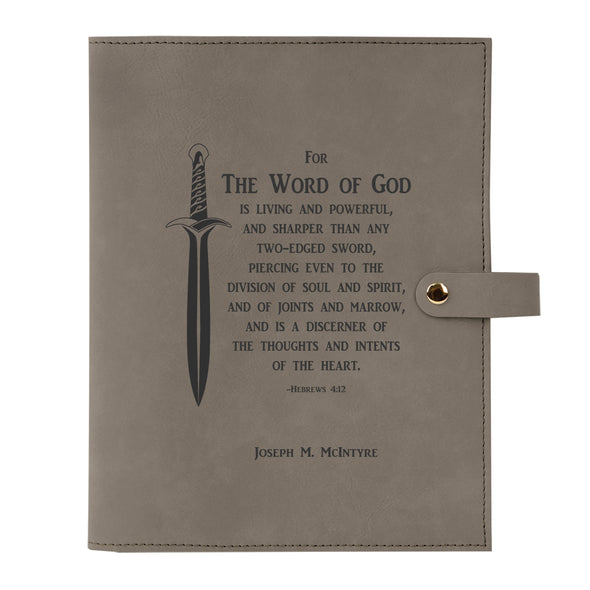 Personalized Bible Cover, Hebrews 4:12, Two-edged Sword, Word of God, Snap Cover, Custom Bible Cover, Customized Bible Cover, Engraved Bible Cover, Inspirational Bible Cover, Scripture Bible Cover
