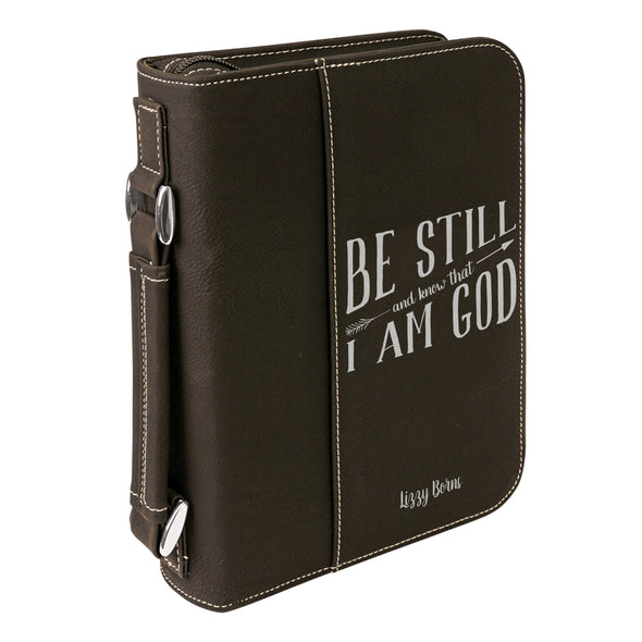 Personalized Bible Case, Be Still and Know that I Am God, Zip Cover, Custom Bible Cover,  Customized Bible Cover, Engraved Bible Cover, Bible Case, Inspirational Bible Cover, Scripture Bible Case
