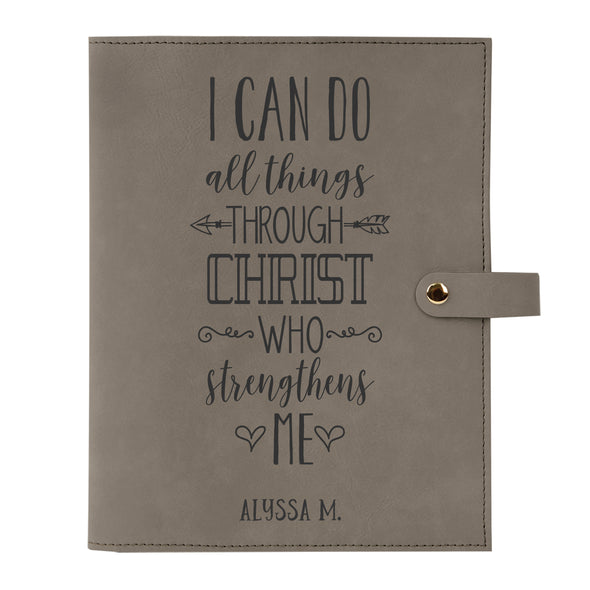Personalized Bible Cover, Philippians 4:13, I Can Do All Things, Snap Cover, Custom Bible Cover, Customized Bible Cover, Engraved Bible Cover, Inspirational Bible Cover