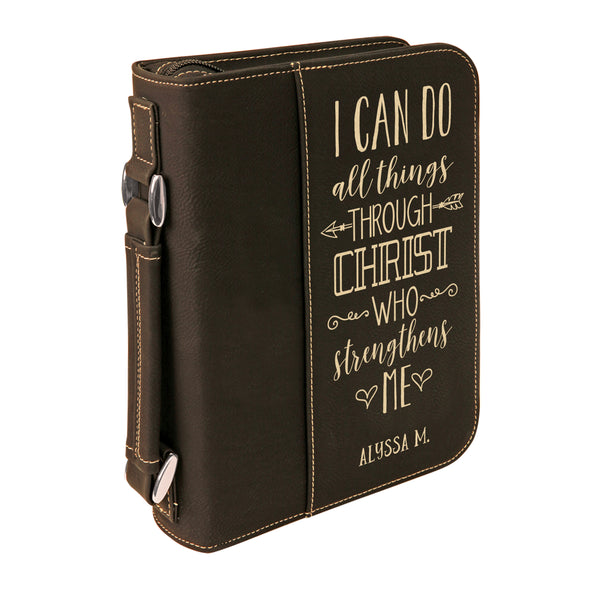 Personalized Bible Case, I Can Do All Things, Zip Cover, Custom Bible Cover,  Customized Bible Cover, Engraved Bible Cover, Bible Case, Inspirational Bible Cover, Scripture Bible Case