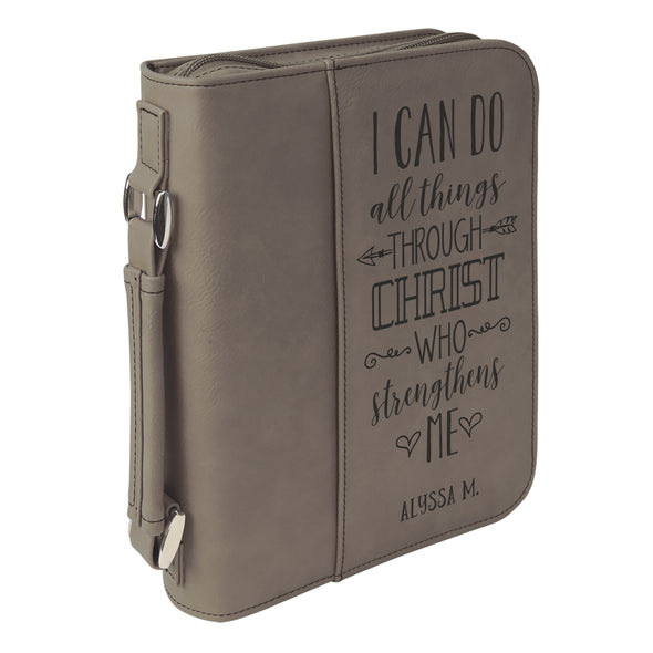 Personalized Bible Case, I Can Do All Things, Zip Cover, Custom Bible Cover,  Customized Bible Cover, Engraved Bible Cover, Bible Case, Inspirational Bible Cover, Scripture Bible Case