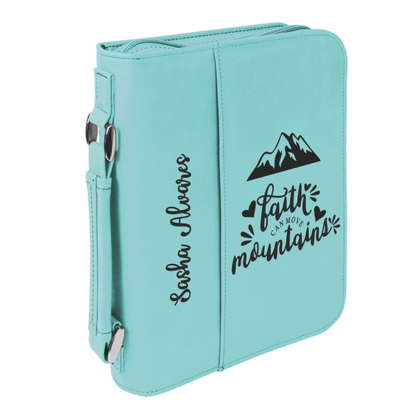 Personalized Bible Case, Faith Can Move Mountains, Zip Cover, Custom Bible Cover, Customized Bible Cover, Engraved Bible Cover, Bible Case, Inspirational Bible Cover, Scripture Bible Case