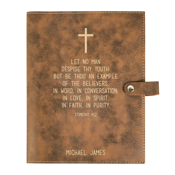 Personalized Youth Bible Cover, 1 Timothy 4:12, Snap Cover, Custom Bible Cover, Customized Bible Cover, Engraved Bible Cover, Inspirational Bible Cover