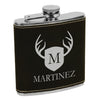 Martinez Deer Antler Flask, Shield & Antler Flask, Last Name Custom Flask, Personalized Flask