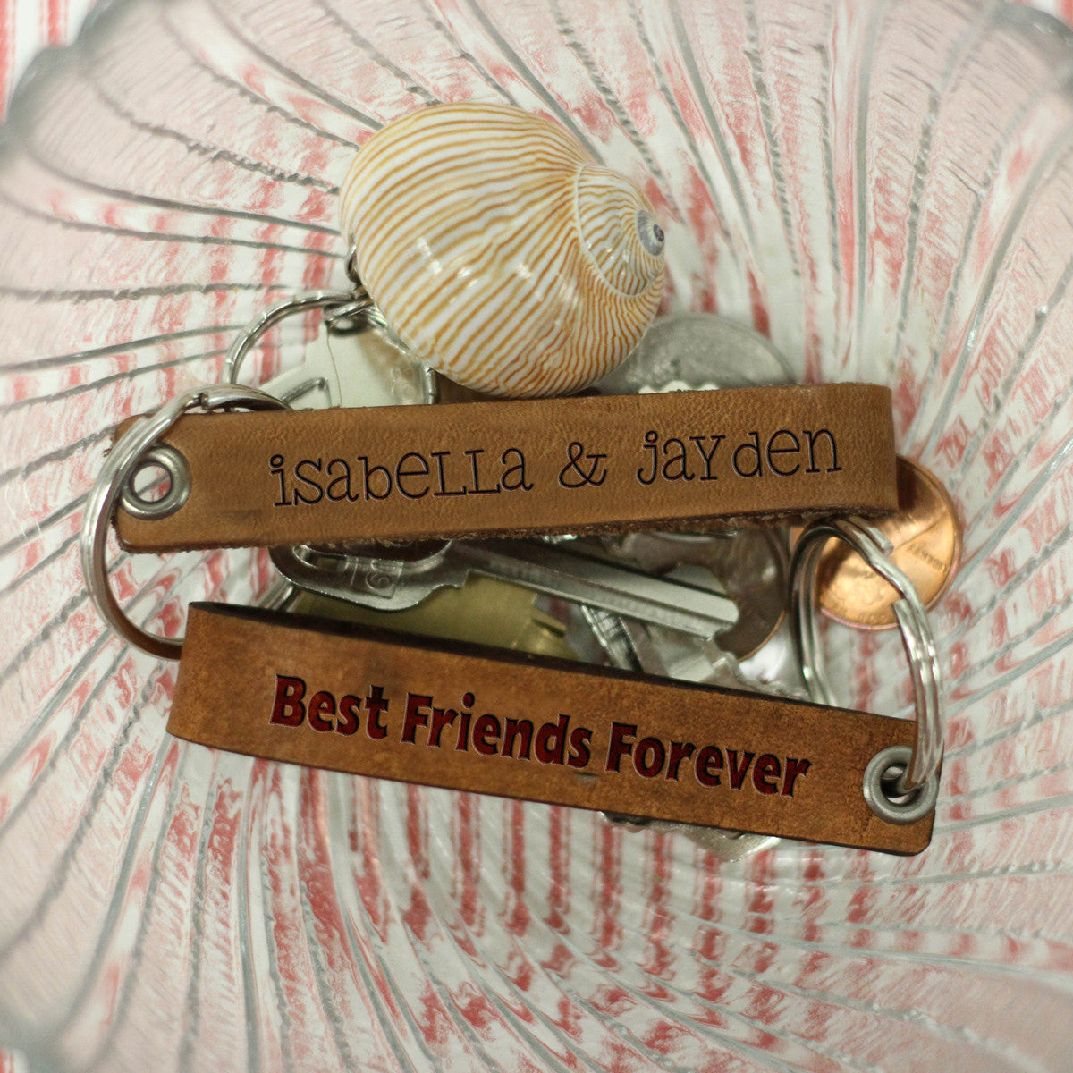 Pff Key Chain Personalized Engraved Genuine Leather Loop Key Chain -
