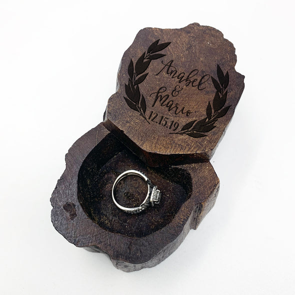 Personalized Engraved Ring Box, Custom Rustic Wood Ring Box, Engagement Ring Box