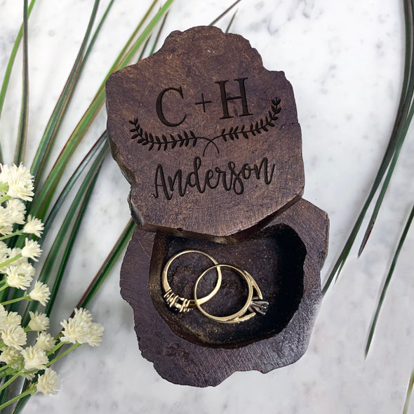Personalized Engraved Ring Box, Custom Rustic Wood Ring Box, Engagement Ring Box,