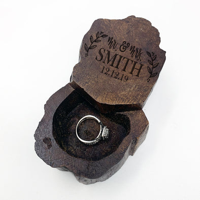 Custom Engraved Ring Box, Personalized Rustic Wood Ring Box, Engagement Ring Box