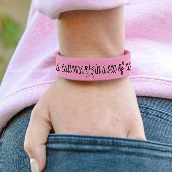 Personalized Leatherette Kids Cuff Bracelet "Be a caitcorn in a sea of cats"