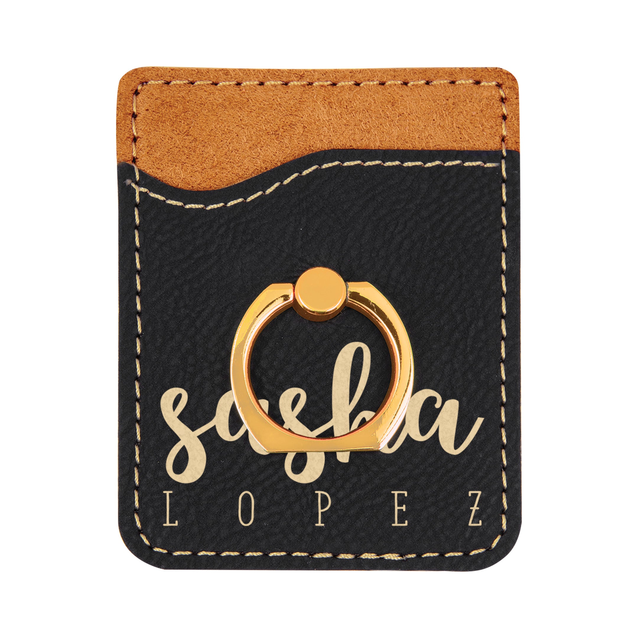 Engraved Leatherette Wallet with Name and Initial