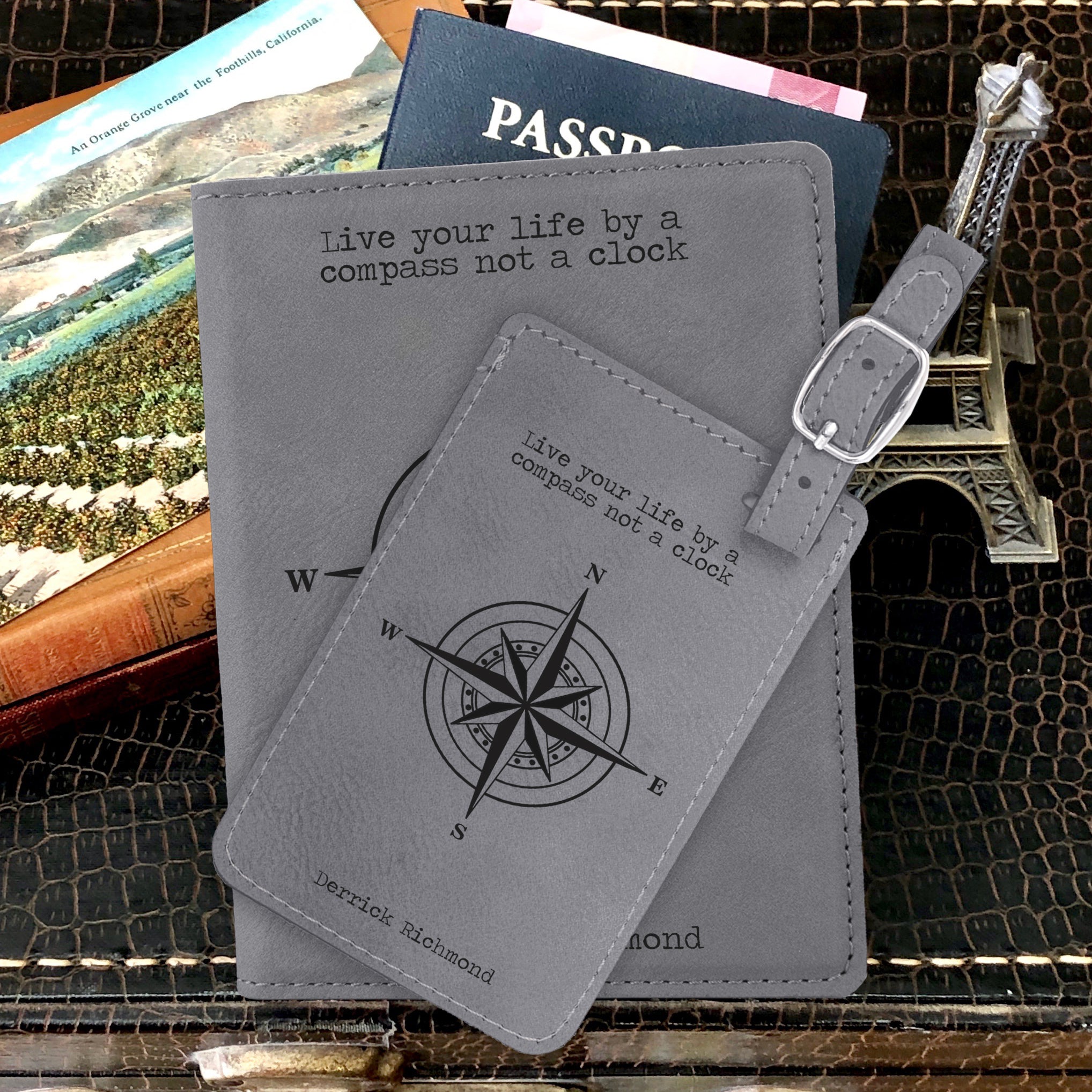 Passport Cover & Luggage Tag Set, Personalized Graduation Gift Monogr –  Stamp Out