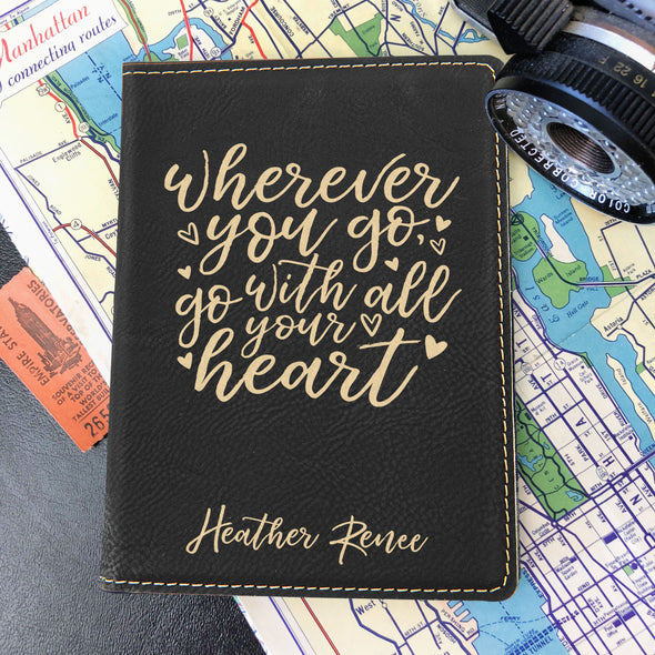 Custom Passport Holder, Engraved Passport Cover "Heather Renee"