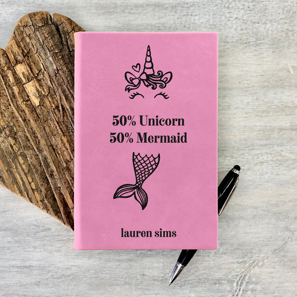 Custom Journal, Cute Journal, Mermaid & Unicorn Personalized Journal "Lauren Sims"