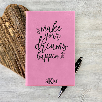 Custom Journal, Cute Journal, Personalized Journal "Make your Dreams happen"