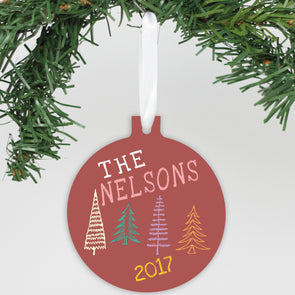 Personalized Aluminum Ornament - "Nelsons Christmas Trees"