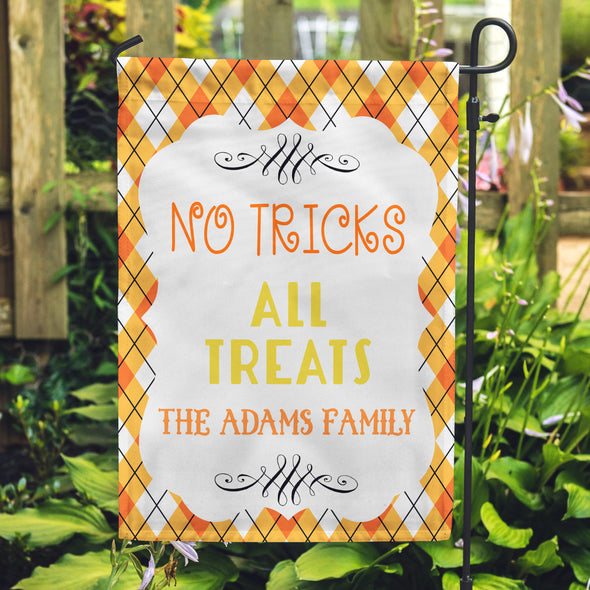 Personalized Yard Flags, Halloween Flags, Trick Or Treat Flags, Family Flags, Candy Corn Colored Flag,