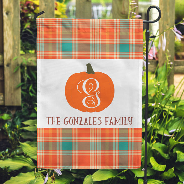 Thanksgiving Flags, Yard Flags, Plaid Flag, Pumpkin Flags, October Flags, November Flags, Personalized Flags,