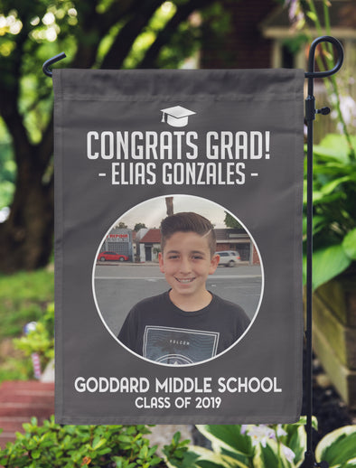 Graduation Photo Flag, Grad Flag, Personalized Garden Flag "Elias Gonzales"