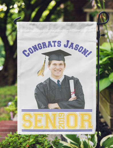 Graduation Photo Flag, Grad Flag, Personalized Garden Flag "Jason"