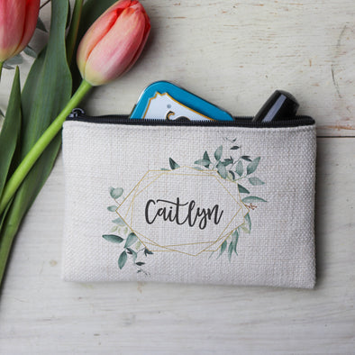 Personalized Makeup Bag, Custom Coin Purse, Bridesmaid Gifts "Caitlyn"