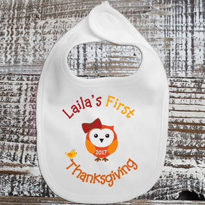Baby Bib - First Thanksgiving Owl