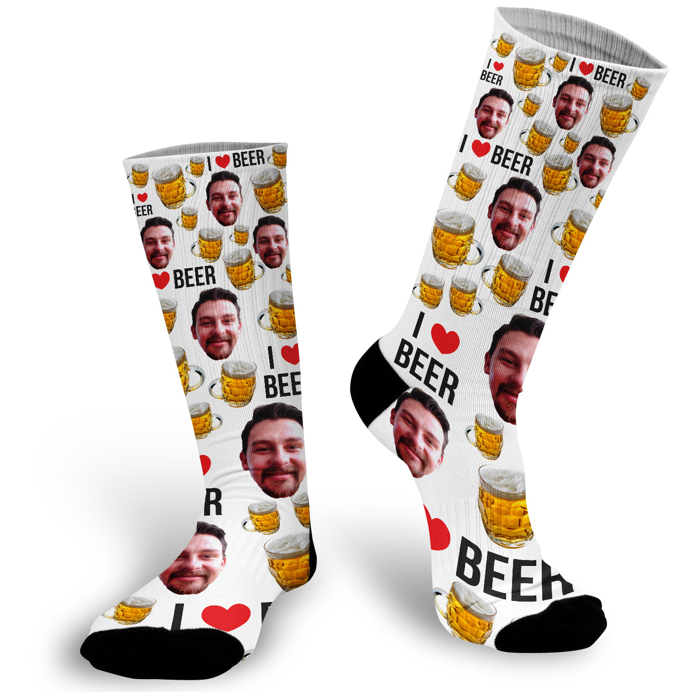 Custom Face Socks: I Love Beer – Stamp Out