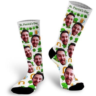 Custom Face Photo Saint Patrick's Day Socks, St Patty's Day Socks, Face Socks, Photo Socks, Picture on Socks