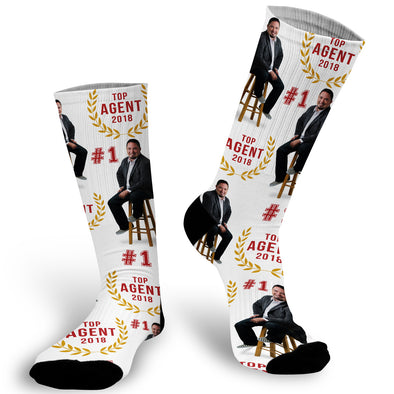#1 Agent Face Socks, Real Estate Socks, Realtor Socks, Custom Face Socks, Photo Socks