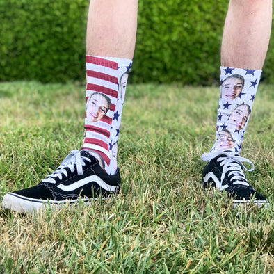 face socks, photo socks, funny socks, 4th of july, silly socks, fun custom socks, personalized socks