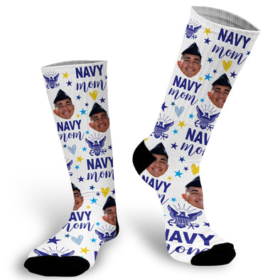 Navy Socks, Military Socks, Photo socks for Military, Navy Mom Socks, Face Socks, Picture on Socks