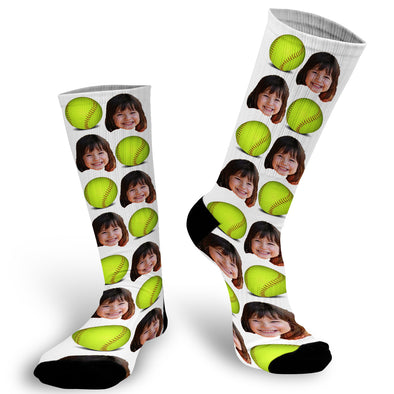Softball Socks, Softball Player Socks, Photo socks for Softball Player, Softball Player Child Socks, Face Socks, Picture on Socks
