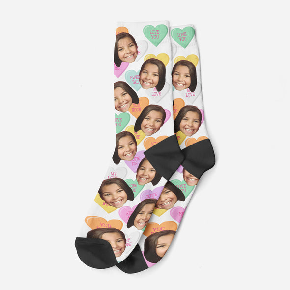 Candy Hearts Face Socks