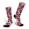 Pink Valentine's Day Face Socks with hearts, Valentines Day Picture Socks, Fun Pink Socks, Custom Face Socks, Photo Socks