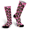 Pink Valentine's Day Face Socks, Valentines Day Picture Socks, Pink Heart Face Socks, Custom Face Socks, Photo Socks