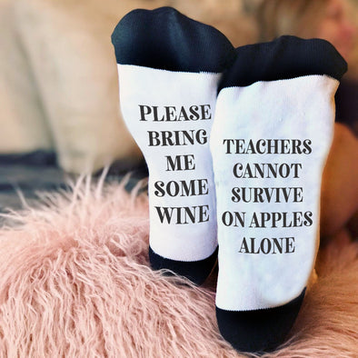 Teachers Cannot Survive, Teacher Socks, Teacher Gift, Funny Teacher Gift