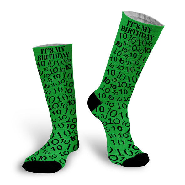 Birthday Socks, Funny Socks, Kid Socks, Green Birthday Socks for 10 Year Olds