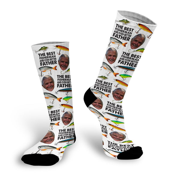 Father's Day Face Socks, Father's Day Socks, Dad Socks, Custom Face Socks, Photo Socks "Best Fisher"